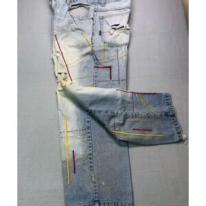 VTG Y2K Baggy URBAN EDGE Mens Distressed Jeans Light Wash Size 38x34 Streetwear